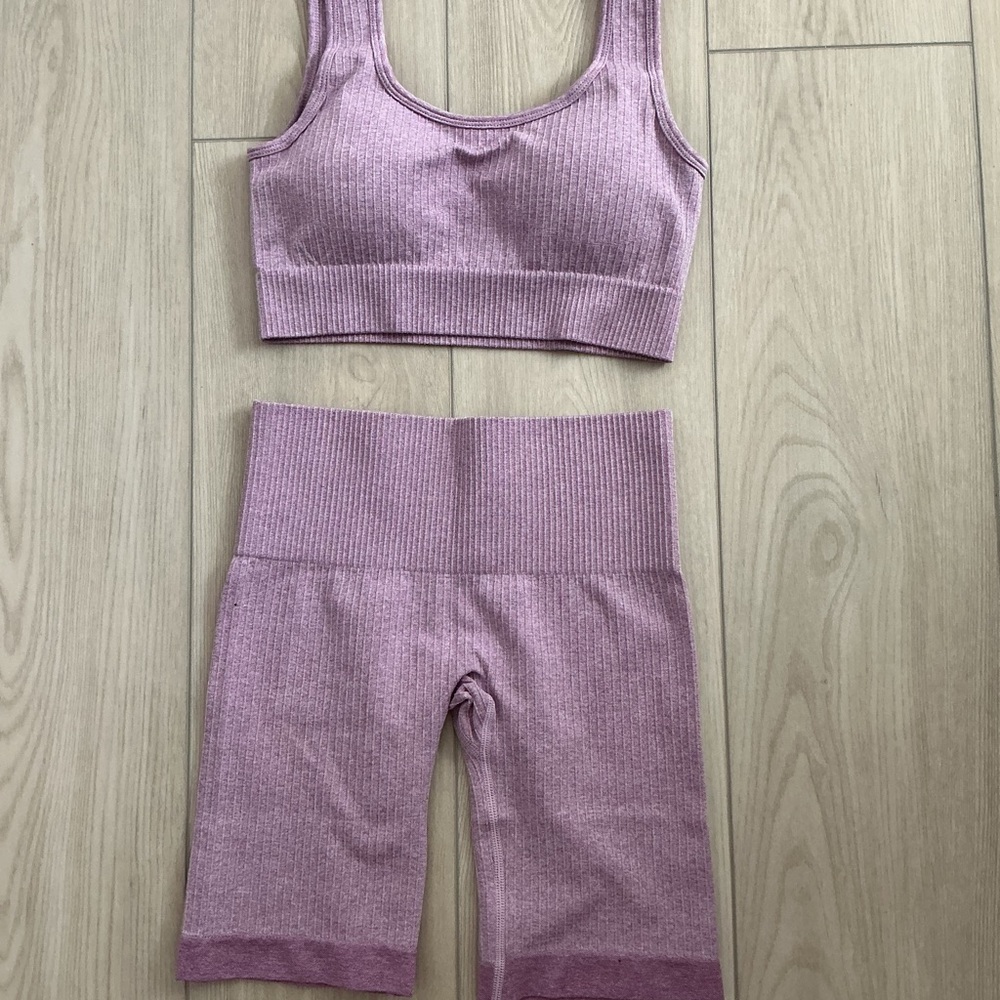 Women's Pink Ribbed Leggings set